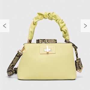 Aldo Yellow Satchel with Snake Print Details